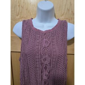 Vintage-Look Muted Purple Sleeveless Crochet Lace Dress By Altered State L